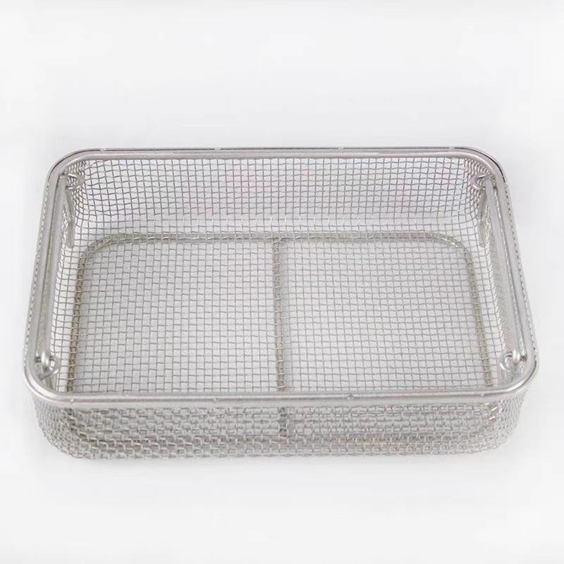 不锈钢医用带盖密网消毒置物筐器械超声波清洗机网框方形沥水篮子