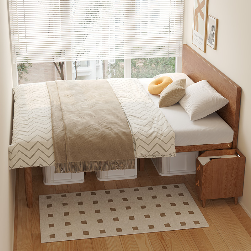 实木床定制飘窗拼接床白蜡木薄床头床小户型省空间窗台延伸衔接床