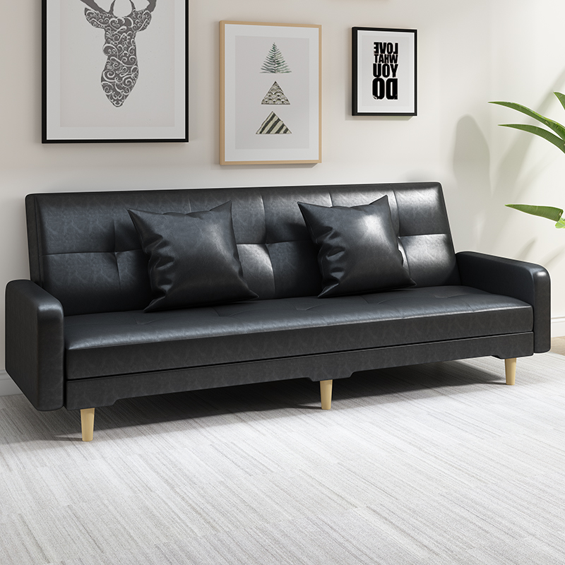 办公室皮艺沙发午休可睡可躺折叠沙发两用商务接待会客PU皮沙发床