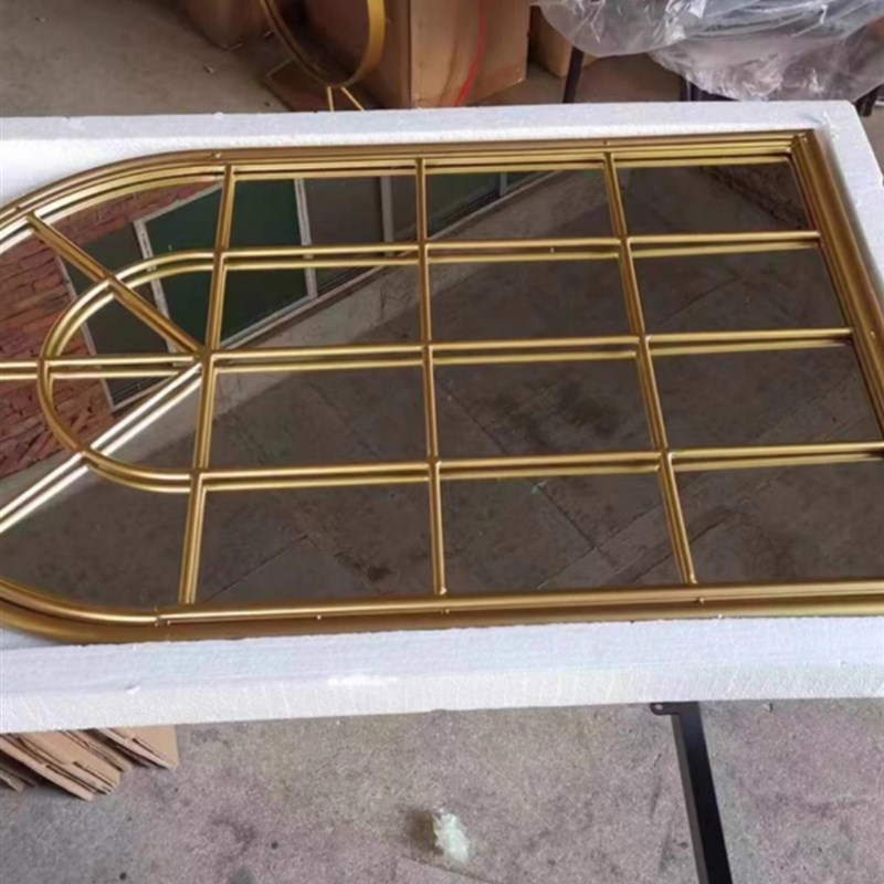 玄关装饰挂镜框欧式复古铁艺假窗镜壁饰圆弧假窗户挂饰壁景客厅