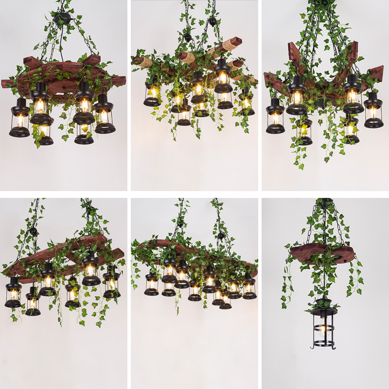 植物吊灯酒吧台奶茶店餐厅装饰复古工业风创意个性理发店灯具