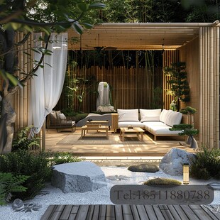 庭院新端铝合金竹茶亭竹凉亭铝艺竹屋竹门头竹门楼竹篱笆