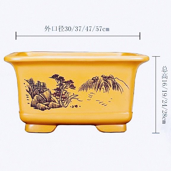 紫砂盆景花盆大口径四方盆栽金撢子榕树松柏梅桩室内客厅高档绿植
