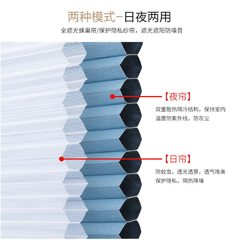 全遮光折叠推拉日夜两用帘遮阳防蚊透气纱窗帘铝合金纱窗隐形百叶