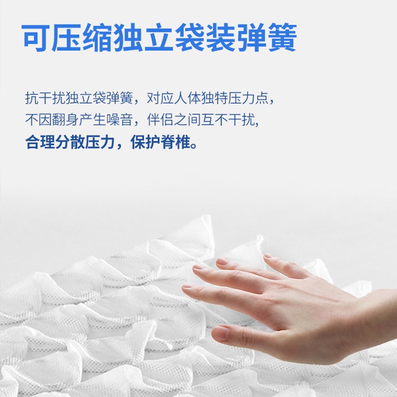 晚安床垫卷包折叠床垫凝胶记忆棉独袋弹簧床垫厚款席梦思2米x2m