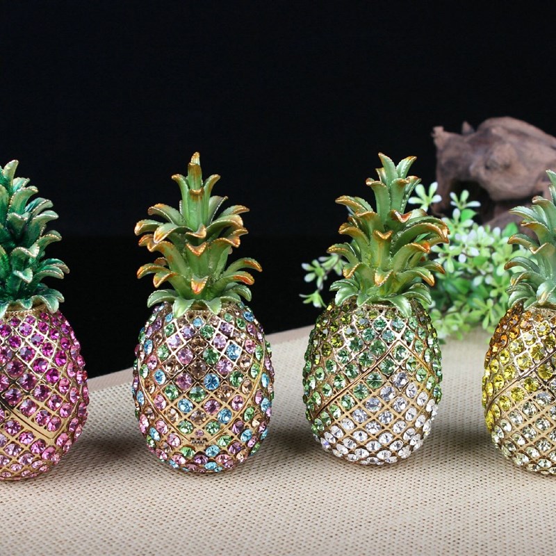 满钻凤梨合金摆件家居创意珐琅彩色工艺品贺礼商务礼品摆件