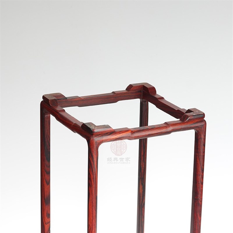 红酸枝老红木明式正方高几奇石玉器摆件花瓶花微型盆景底座小花架