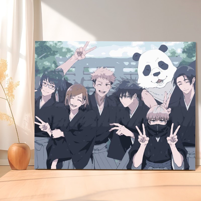 咒术回战数字油画diys五条悟全员大合集手工填涂色定制丙烯油彩画