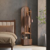 实木全身镜卧室床尾镜架穿衣镜家用小型镜子衣帽架