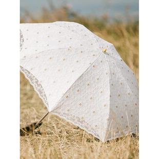 太阳伞遮阳防晒紫外线女森系覆古女神双层黑胶晴雨两用蕾丝花边公