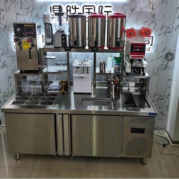 冷藏奶茶店设备全奶茶机商用冷饮店水吧工作台操作台保鲜水吧台