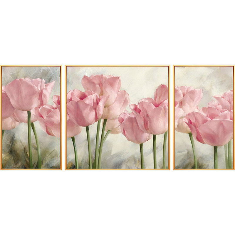 d晶钻画客厅背景墙三联画挂画现代温馨郁金香卧室墙画装饰画,家居饰品,现代装饰画,淘宝优惠券,粉丝福利购,淘宝优惠卷