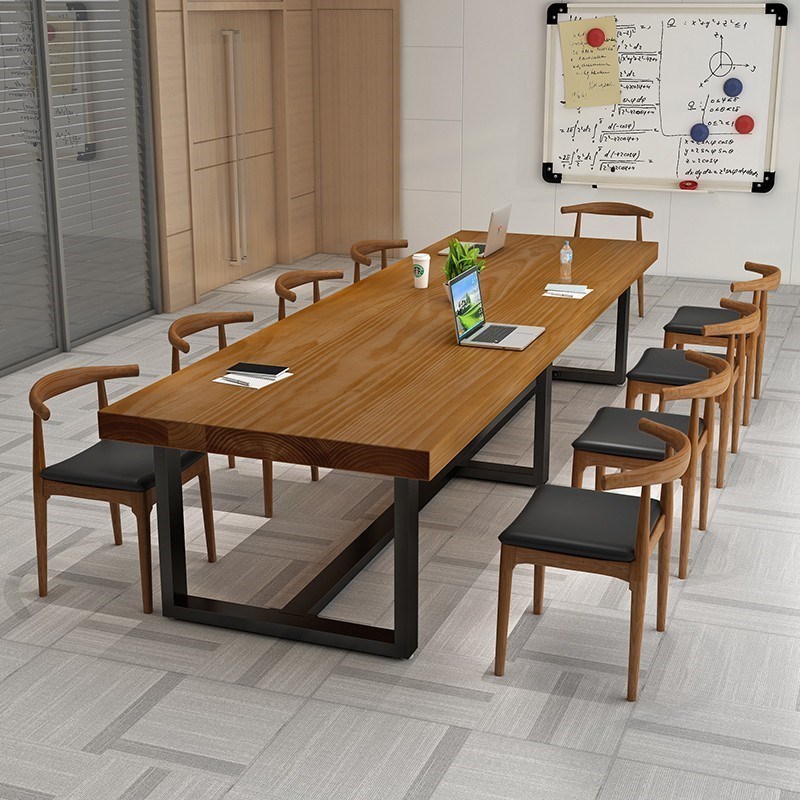 实木会议桌简约现代大板桌办公室长条桌培训洽谈桌椅办公桌工作台
