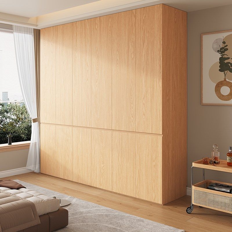 定制分段式全实木家用卧室现代免拉手两门四门橡木衣橱