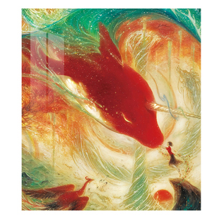 卡通大鱼海棠手绘艺术墙纸卧室客厅个性剧本杀桌游吧无缝定制壁纸