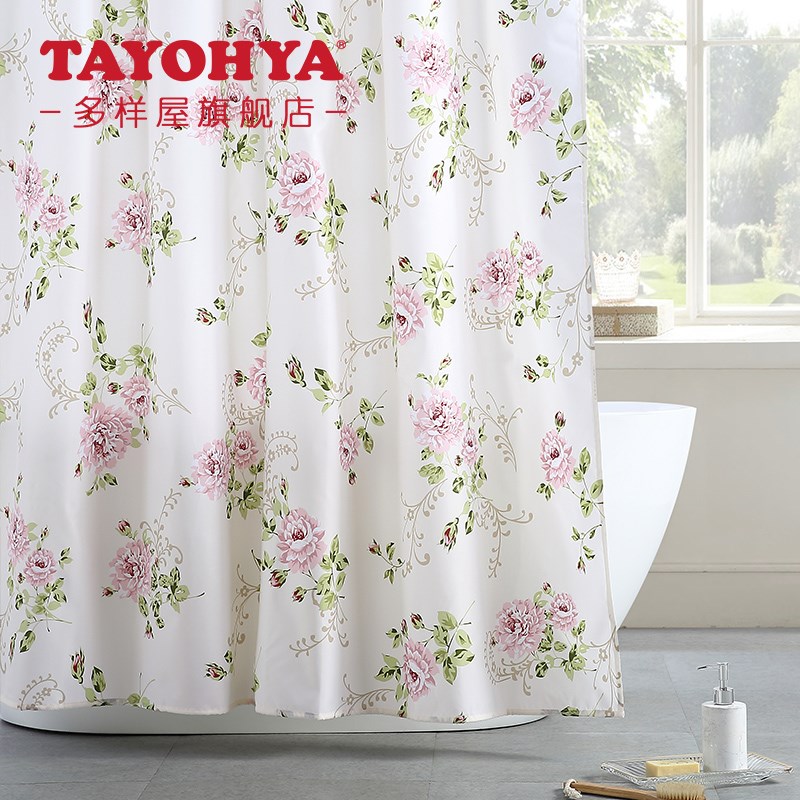 TAYOHYA多样屋 台湾防水涤纶浴帘花园玫瑰英格兰配挂钩可订做