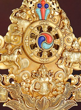 民族风七政宝铜制七珍宝慧宝精工家居办公桌面工艺品摆件大号