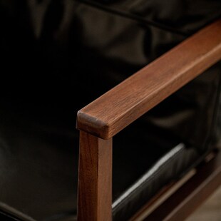 欢丨单人沙发椅 复古诧寂风实木榫卯休闲椅 书房汉克椅