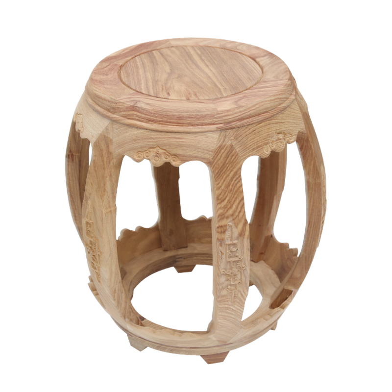 【白胚无油漆】缅甸花梨红木实木鼓凳仿古花梨木家用餐桌凳