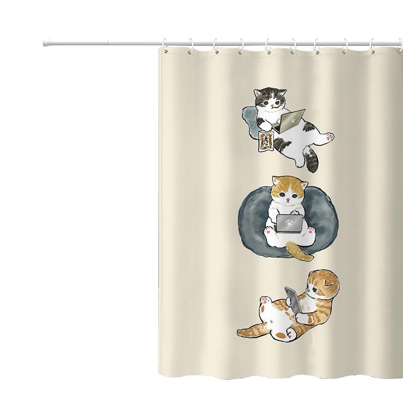 卡通猫咪夹棉保温防水浴帘厕所隔断干湿分离冬季客厅防风帘,家庭/个人清洁工具,浴帘,淘宝优惠券,粉丝福利购,淘宝优惠卷