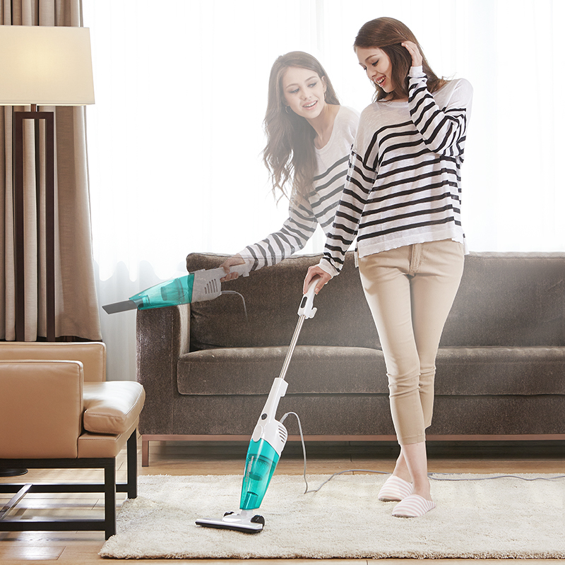 德尔玛家用精品大功率手持推杆小型强大吸力地毯宠物毛头发吸尘器