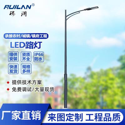 LED市电路灯单双臂6米8米10米12米路灯30W60W80W100W道路照明灯