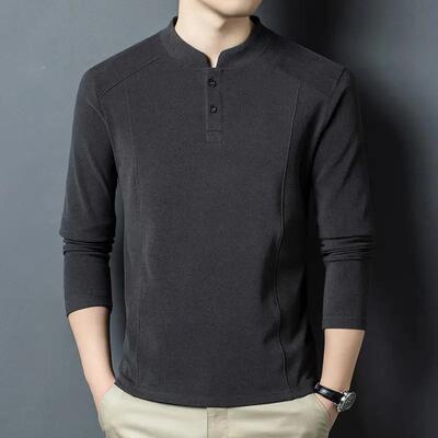 XDSP优选亨利领卫衣男秋季美式拼接立领长袖舒适T恤内搭打底衫