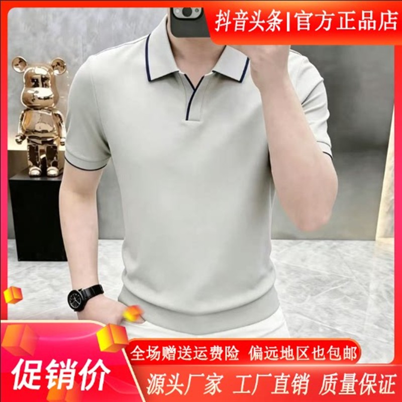 臻选阁轻奢男装高级感夏季男士短袖POLO衫舒适显瘦中年大码T恤