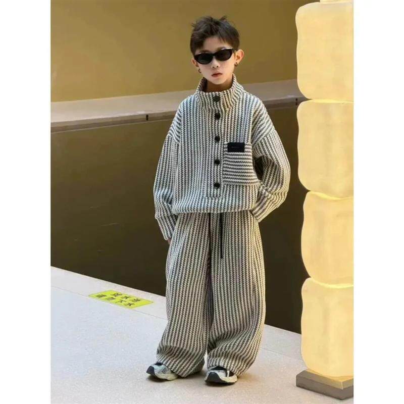 尚喜童装优选春季男童宽松韩版休闲卫衣套装2026新款厚款上衣裤子