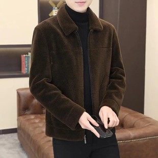 麦德好轻奢男装羊剪绒外套短款纯羊毛毛呢大衣冬季加O厚保暖夹克