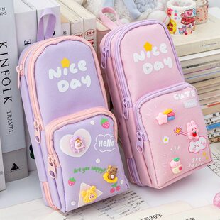 书包型笔袋一年级女孩幼儿园小学生儿童大容量简约女生文具铅笔盒