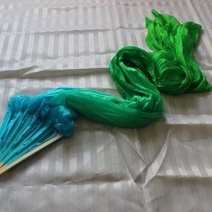 水中草舞蹈扇子甩扇胶州秧歌现代舞海洋秧歌长绸扇真丝长扇桃李杯