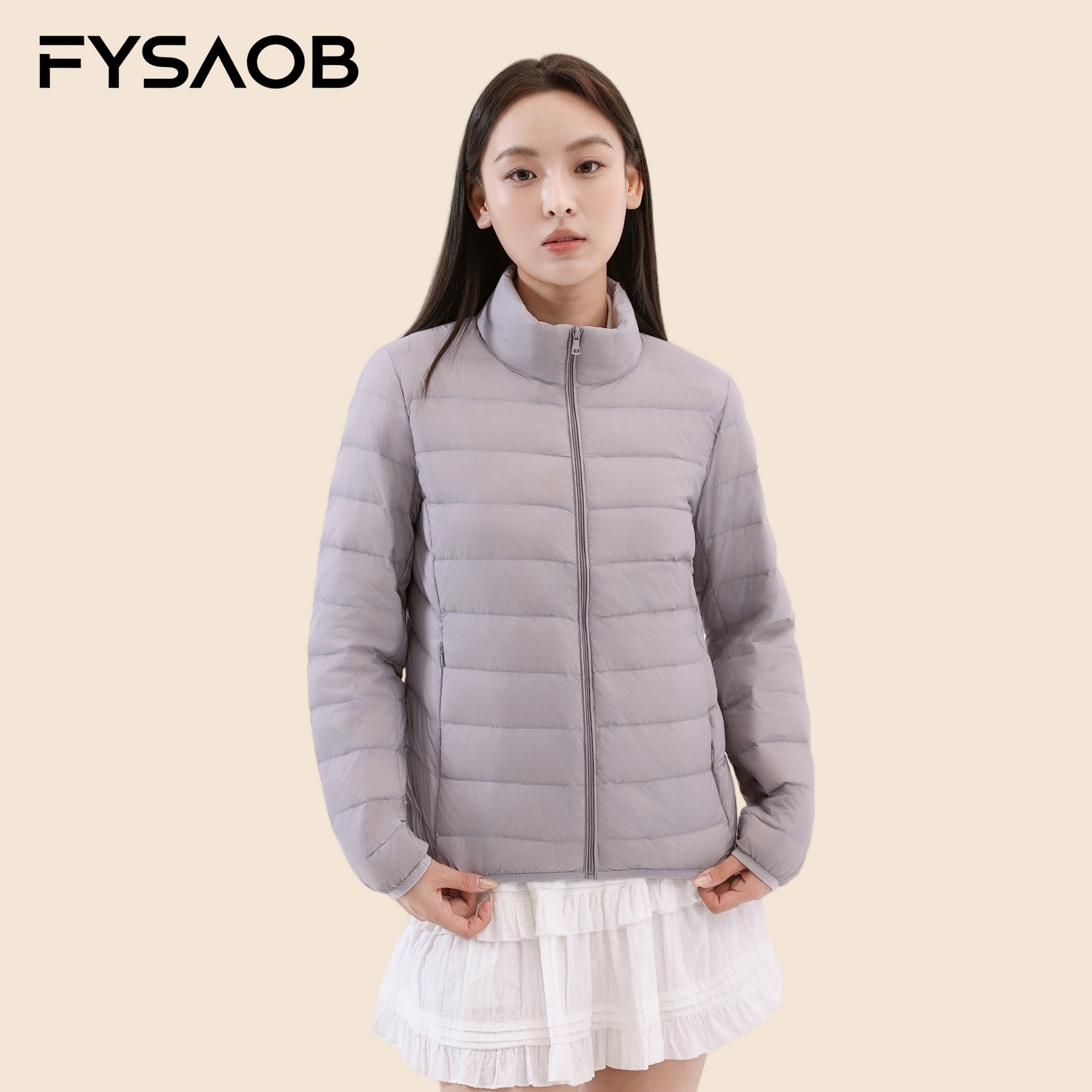 帆泊轻薄立领短款羽绒服外套