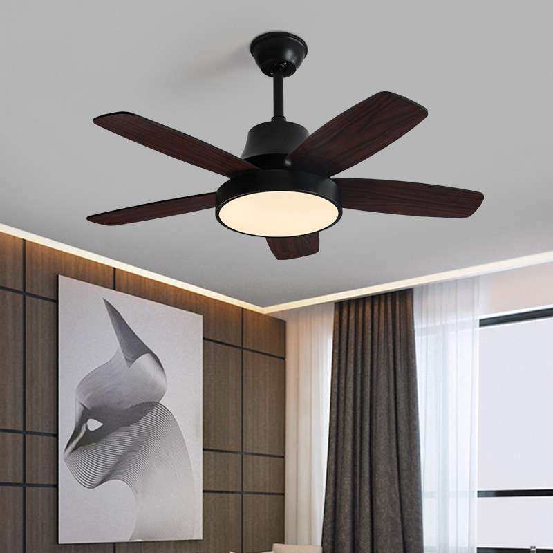 现代简约设计个性家用客厅吸顶风扇一体吊灯美式复古木艺卧室灯具