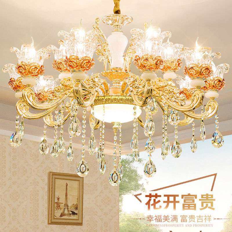 欧式水晶吊灯大气客厅吊灯简欧餐厅灯锌合金别墅家用卧室灯具货源