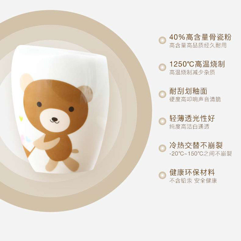 莲之莲创意骨瓷漱口杯 陶瓷儿童萌系牙刷杯刷牙杯洗漱杯牙缸装
