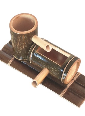 竹子流水庭院耐腐竹筒水循环加湿器水族竹制招财水景器