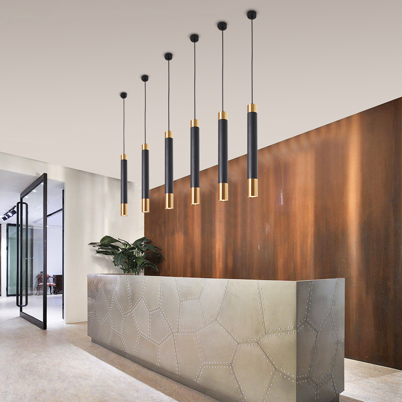 明装筒灯吊线射灯餐厅吊灯收银台吧台前台长吊灯高显色智能