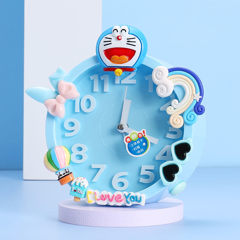 儿童KT猫小闹钟卡通学生用可爱女孩卧室床头静音桌面台钟闹铃时钟