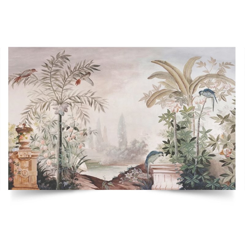 欧法式油画宫廷热带雨林卧室沙发电视背景墙布壁纸复中古玄关定制