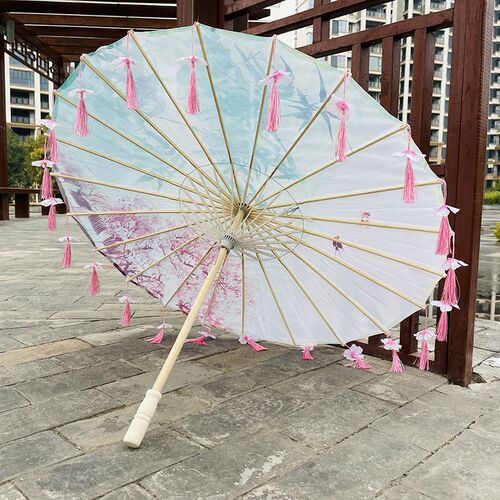 瓣流苏油伞女古风汉服舞蹈演出饰道具中江南悬吊式天板绸布伞