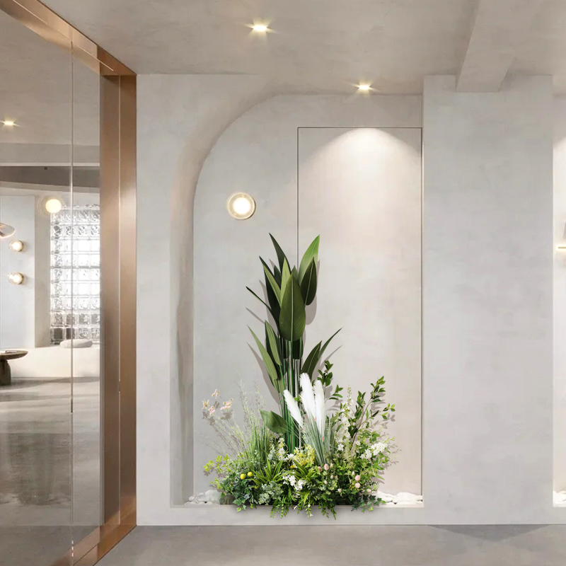 仿真植物造景商场橱窗装饰组合景观店铺绿植软装场景落地绿植盆栽