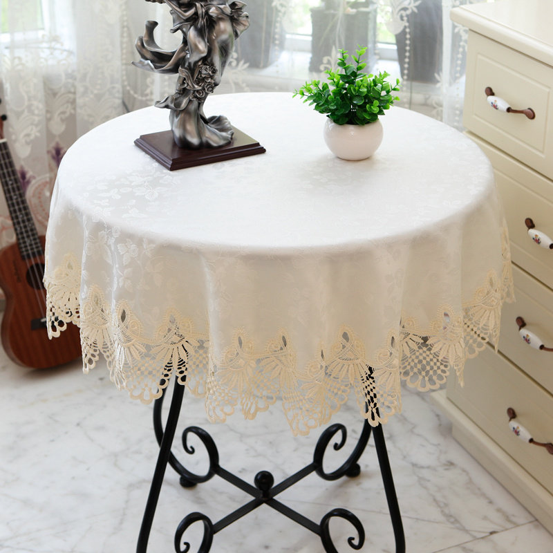 白色布艺新蕾丝小圆桌桌布圆形餐桌布茶几布防烫现代家用,居家布艺,桌布,淘宝优惠券,粉丝福利购,淘宝优惠卷