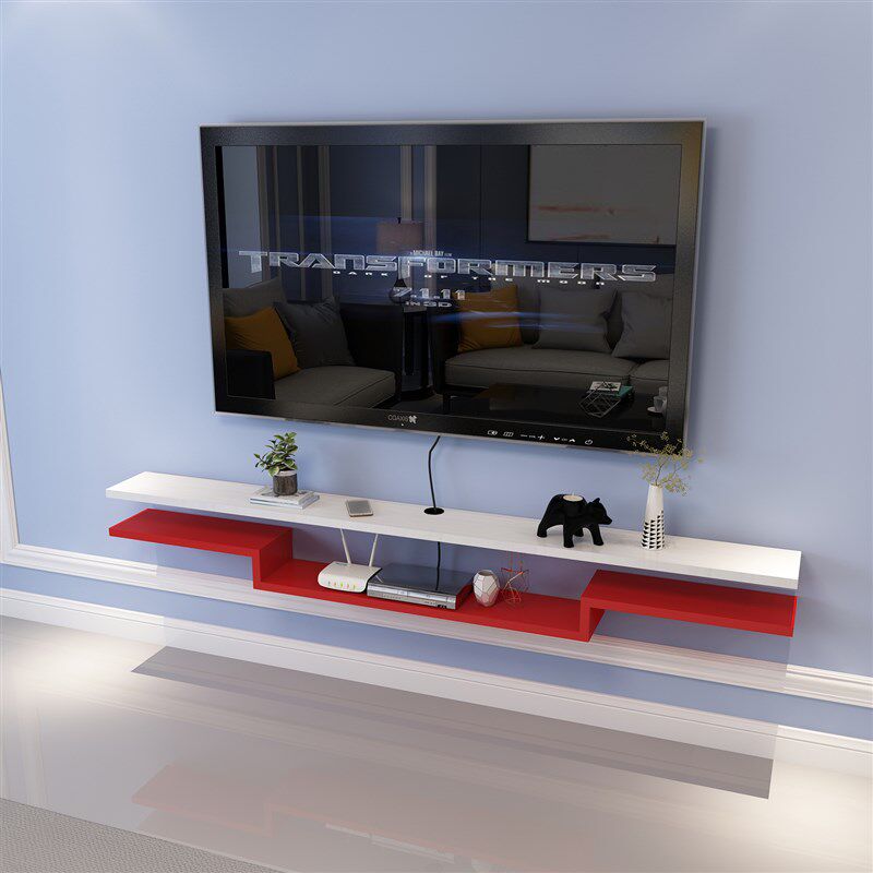 客厅卧室挂墙电视柜背景墙柜现代壁挂式隔板装饰架顶盒