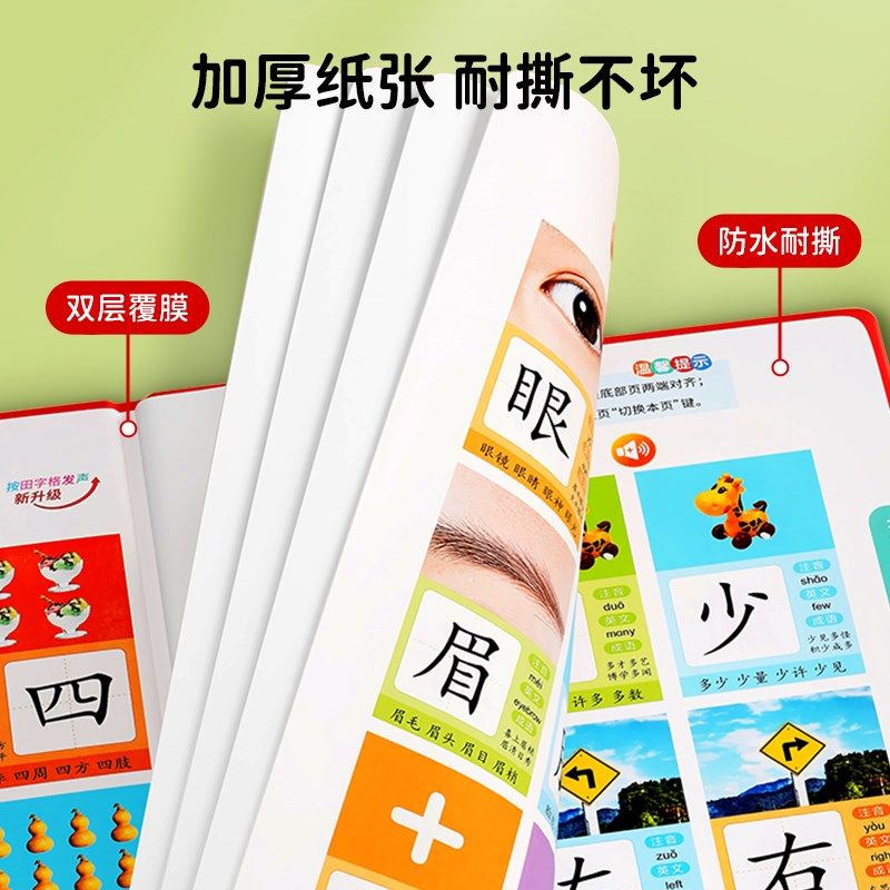 儿童识字大王字认字卡片早教发声书幼儿园宝宝声启蒙点读