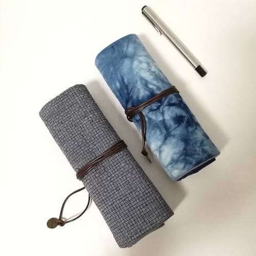 中复古卷帘笔 钢笔笔帘 布艺卷笔学生文具