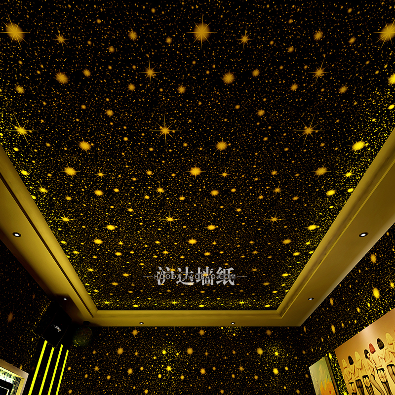 宇宙星空主题墙纸天花板3d立体顶纸KTV歌厅闪光墙布专用装修壁纸