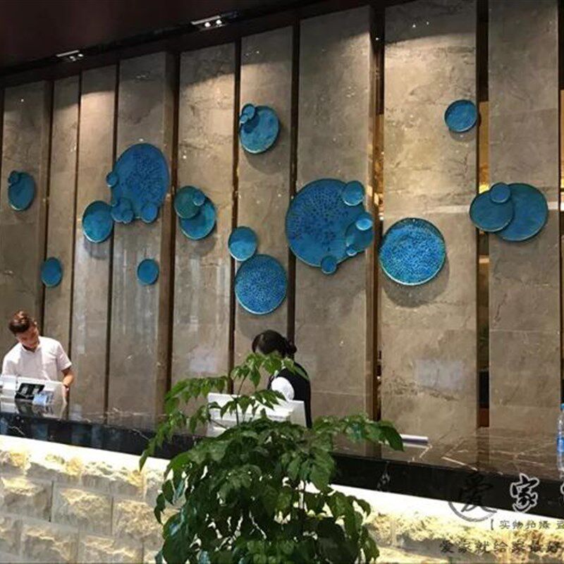 铁艺镂空荷叶壁挂荷壁饰挂件玄墙饰酒店背景墙金属饰品
