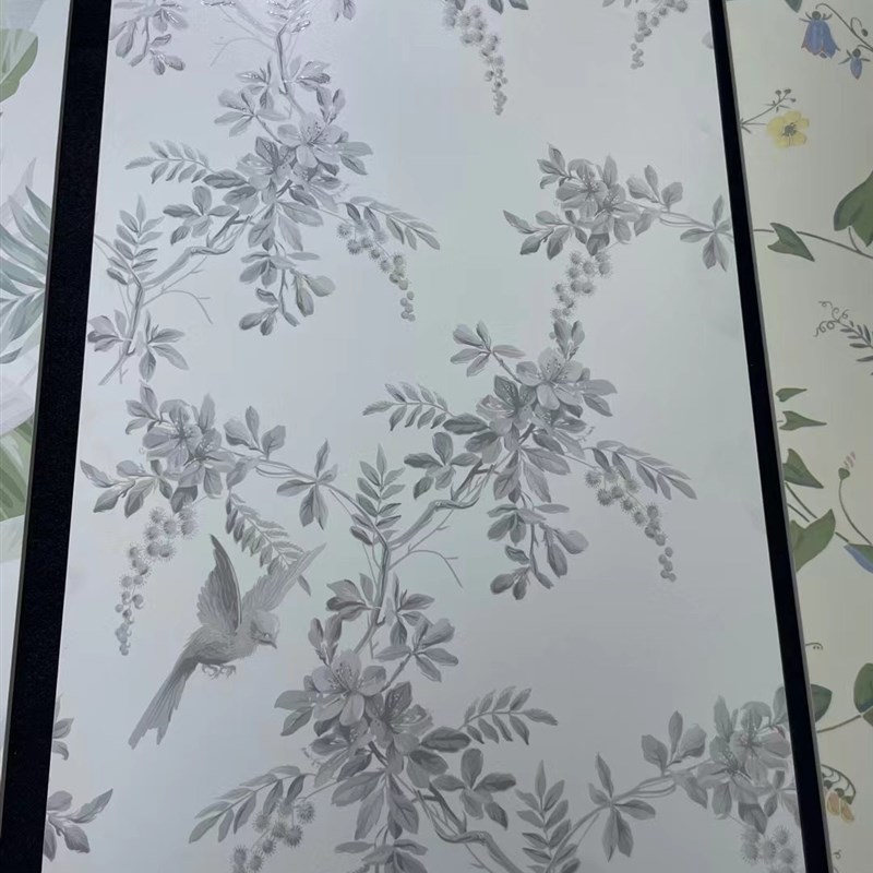 法式连纹花砖600x1200奶油风卫生间瓷砖绿色墙裙花片厕所玄关墙砖