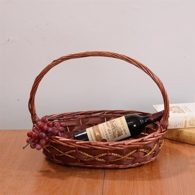 水果篮藤编送礼品手提篮水果店专用花篮包装柳编高档采摘舞蹈商用